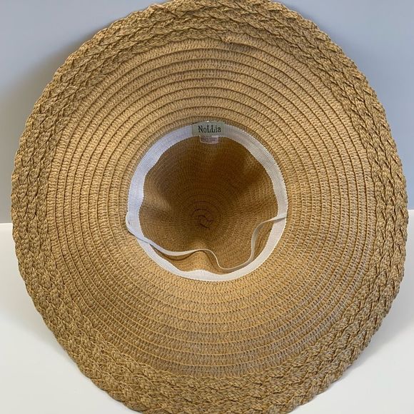 Floppy Straw Sun Hat 5” w/ Silk Bow - Tan - Picture 5 of 8